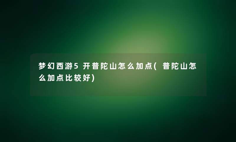 梦幻西游5开普陀山怎么加点(普陀山怎么加点比较好)