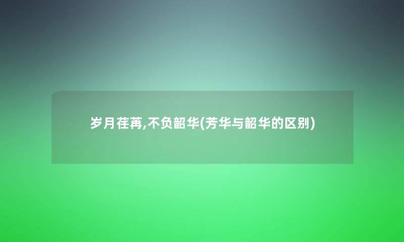 岁月荏苒,不负韶华(芳华与韶华的区别)