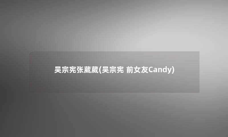 吴宗宪张葳葳(吴宗宪 前女友Candy)