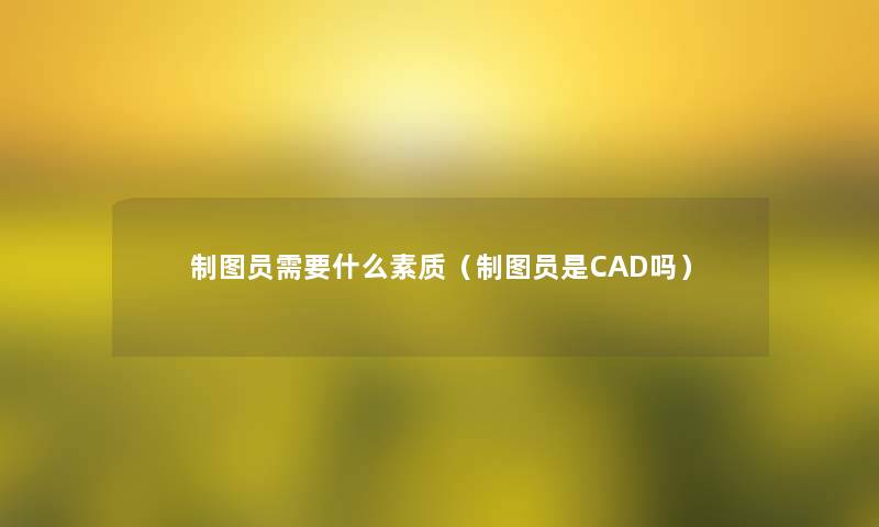 制图员需要什么素质（制图员是CAD吗）