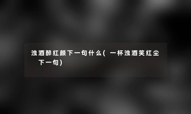 浊酒醉红颜下一句什么(一杯浊酒笑红尘 下一句)